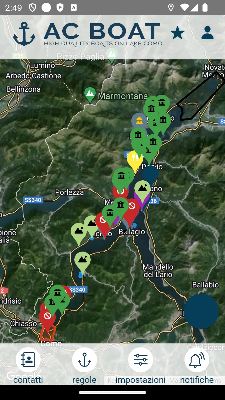 Lago di Como, mappa dei punti di interesse