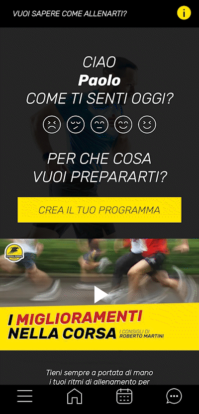 My Personal Running Coach app screen with a training plan